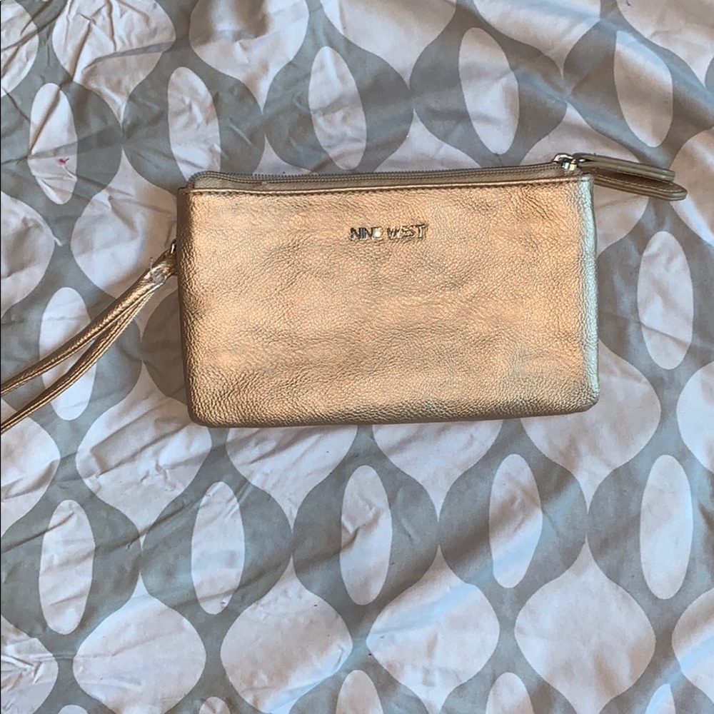 NINE WEST gold wristlet